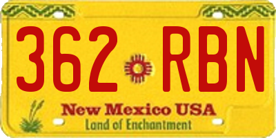 NM license plate 362RBN
