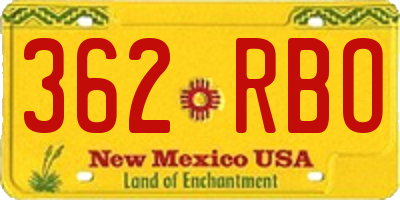 NM license plate 362RBO