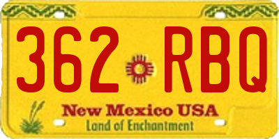 NM license plate 362RBQ