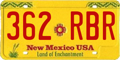 NM license plate 362RBR