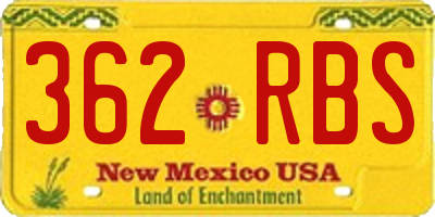NM license plate 362RBS
