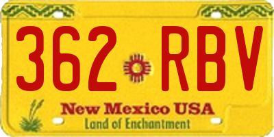 NM license plate 362RBV