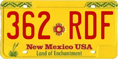 NM license plate 362RDF