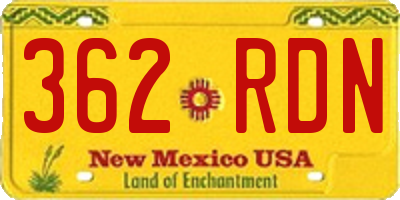 NM license plate 362RDN