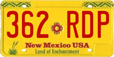 NM license plate 362RDP