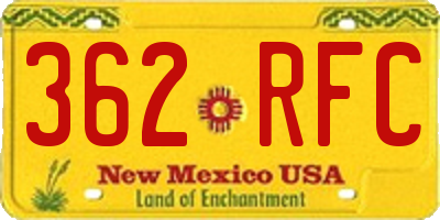 NM license plate 362RFC