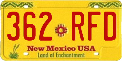 NM license plate 362RFD