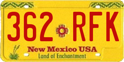 NM license plate 362RFK