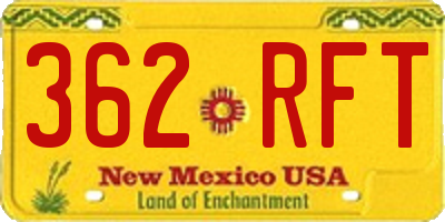 NM license plate 362RFT