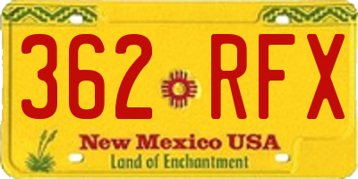 NM license plate 362RFX