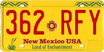NM license plate 362RFY