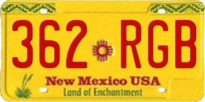 NM license plate 362RGB