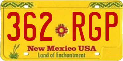 NM license plate 362RGP
