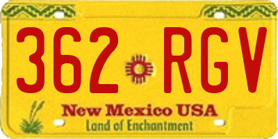 NM license plate 362RGV