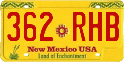 NM license plate 362RHB
