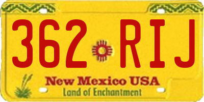 NM license plate 362RIJ