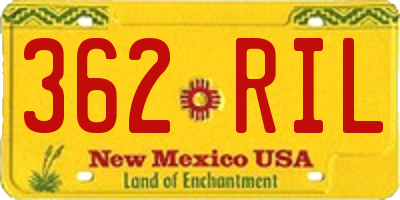 NM license plate 362RIL