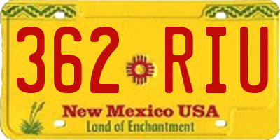 NM license plate 362RIU