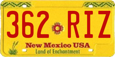 NM license plate 362RIZ