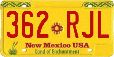 NM license plate 362RJL