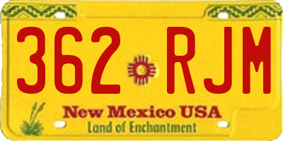 NM license plate 362RJM