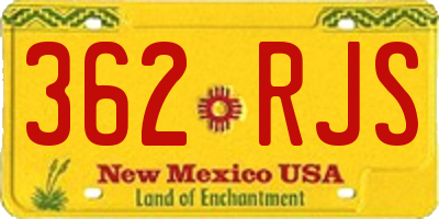 NM license plate 362RJS