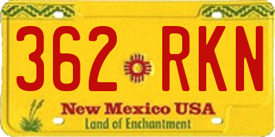 NM license plate 362RKN