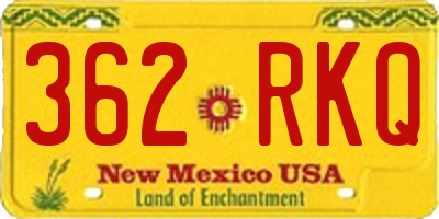 NM license plate 362RKQ