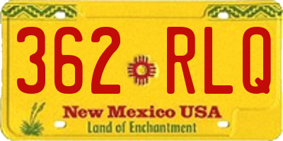 NM license plate 362RLQ