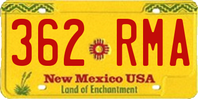 NM license plate 362RMA