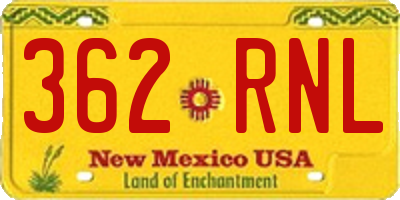 NM license plate 362RNL