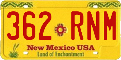 NM license plate 362RNM