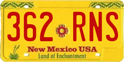 NM license plate 362RNS