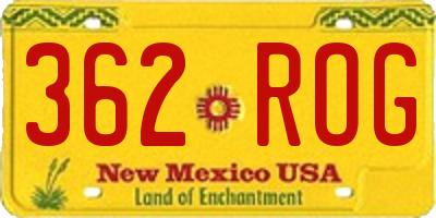 NM license plate 362ROG