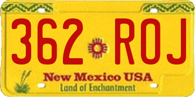 NM license plate 362ROJ