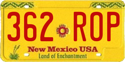 NM license plate 362ROP