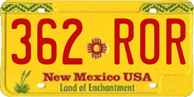NM license plate 362ROR