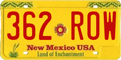 NM license plate 362ROW