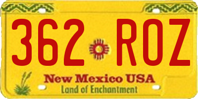 NM license plate 362ROZ