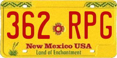 NM license plate 362RPG