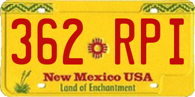 NM license plate 362RPI