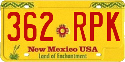 NM license plate 362RPK