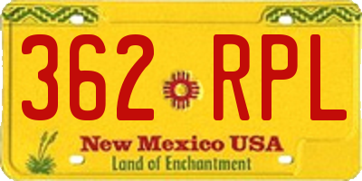 NM license plate 362RPL