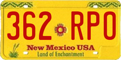 NM license plate 362RPO