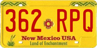 NM license plate 362RPQ