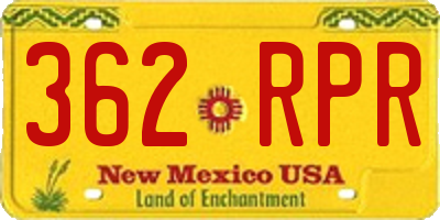 NM license plate 362RPR