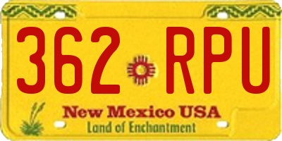 NM license plate 362RPU