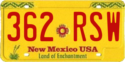 NM license plate 362RSW
