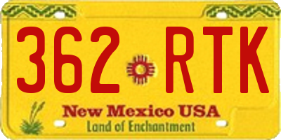 NM license plate 362RTK