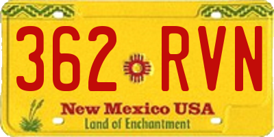 NM license plate 362RVN